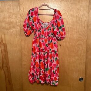 Proud Poppy - Purple Pink Floral Midi Sundress with Ruched Neckline